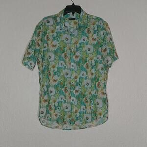 Postmarc Abstract Floral Button Front Shirt Size XL